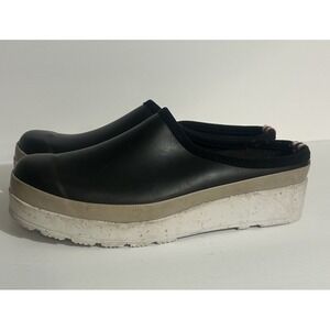 HUNTER Play Speckled Sole Clog Women's Sz 10 Black Steel Preppy Waterproof